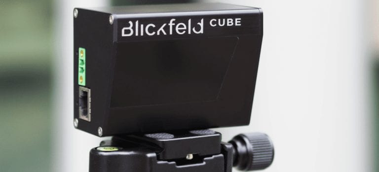 Blickfeld Cube 1 LiDAR sensor mounted tripod