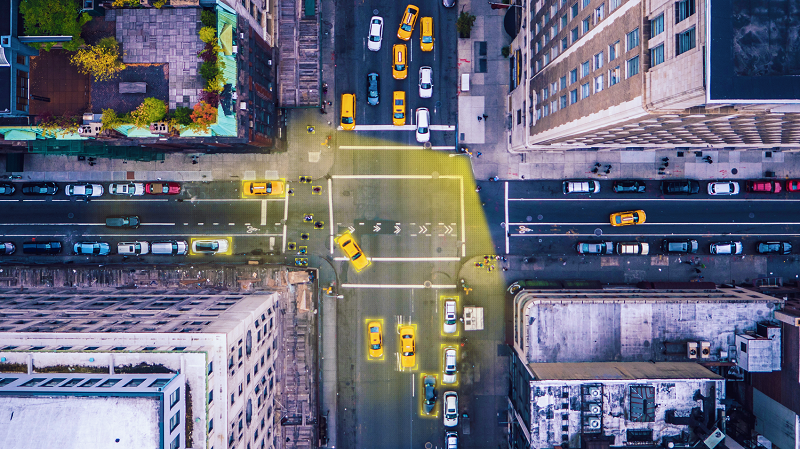 Stadt, Smarte Infrastruktur aus Vogelperspektive