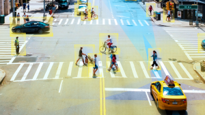 pedestrian crossing intersection people captured by LiDAR