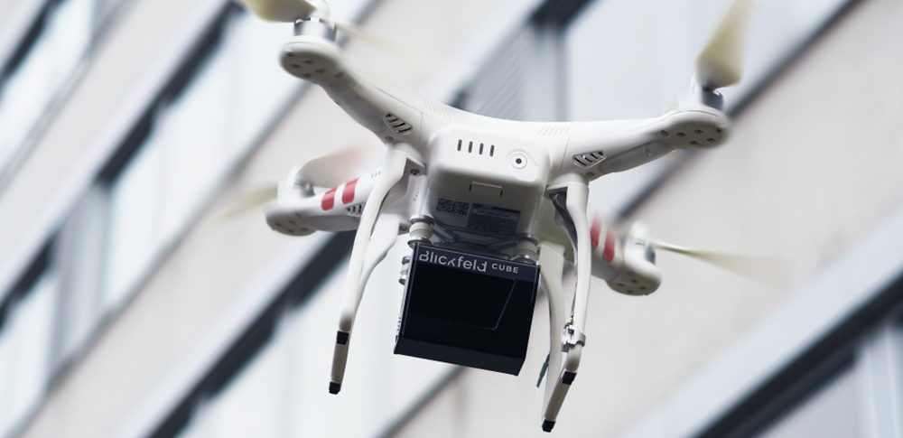 drone with Blickfeld Cube 1 LiDAR sensor