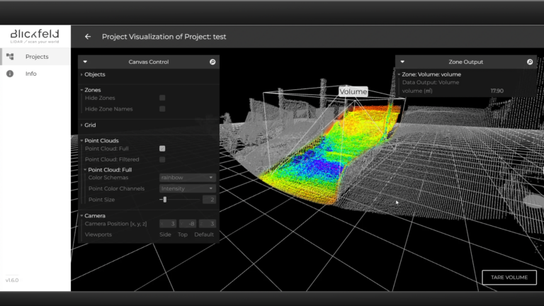 Blickfeld percept software volume zone tare