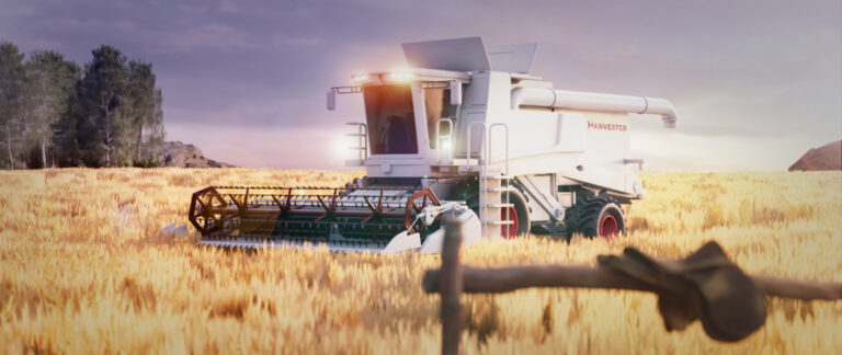 Harvester field grain