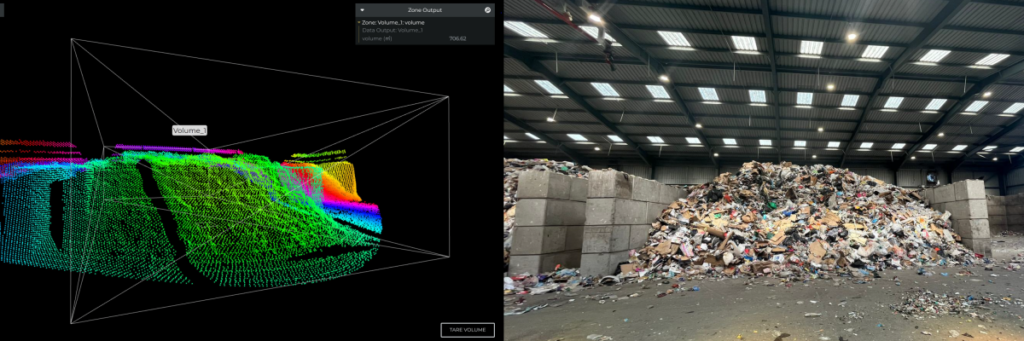 comparison camera image and LiDAR solution waste 
LiDAR-lösung