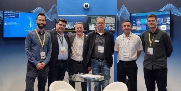 The Blickfeld and Senstar teams together at the Senstar booth during “The Security Event” trade show in April 2024.